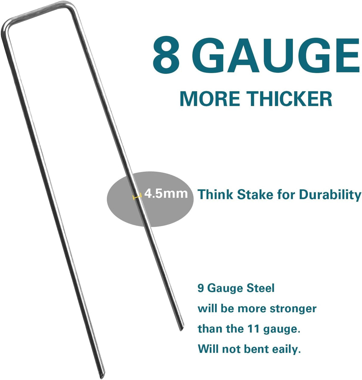 8 Inch Landscape Staples, More Thicker Heavy Duty 8 Gauge Galvanized Landscape Stakes, 125 Packs