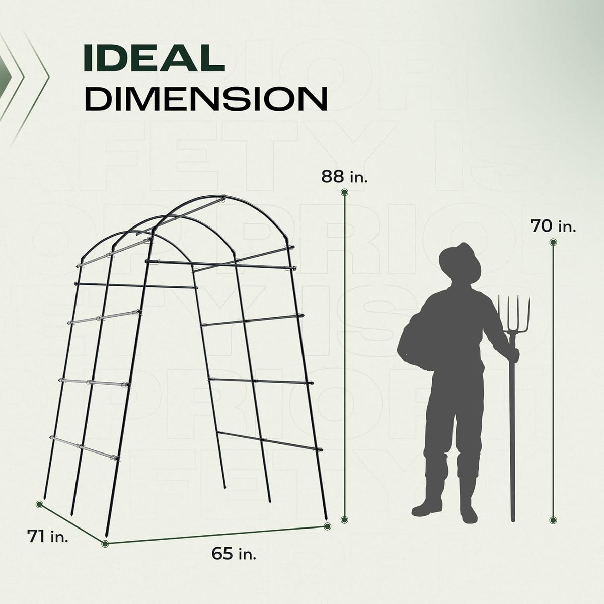 Idzo Garden Arch Trellis, 88in Tall Stainless Steel Tunnel Vegetable Trellis w PE Coating Protect