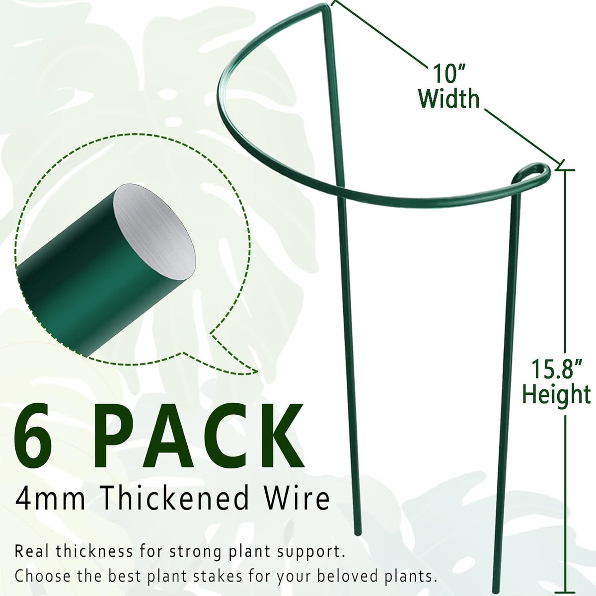 6 Pack Plant Support Stakes, Metal Monstera Plant Support Stakes for Indoor Plants, Large Garden