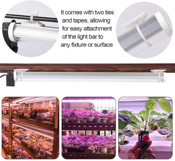 JCBritw Standing LED Grow Light，Adjustable T12 Bar Plant Light, White 6500K Full Spectrum Plant