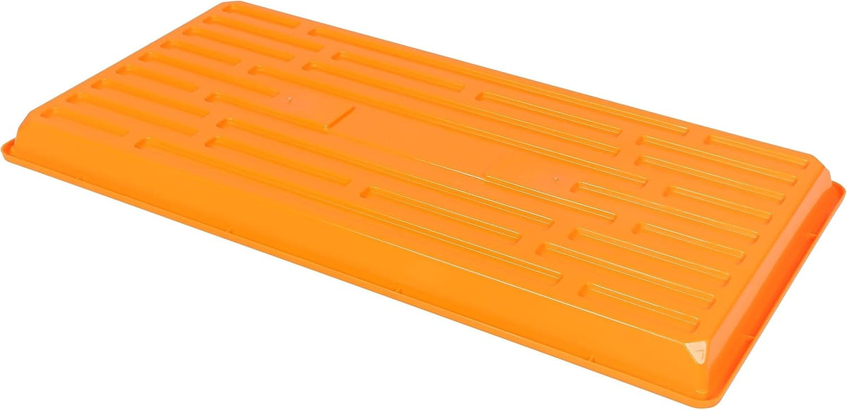 SUNPACK 10" x 20" Heavy Duty Shallow Plastic Seed Starting Tray, Orange, 1" (Pack of 10) - No