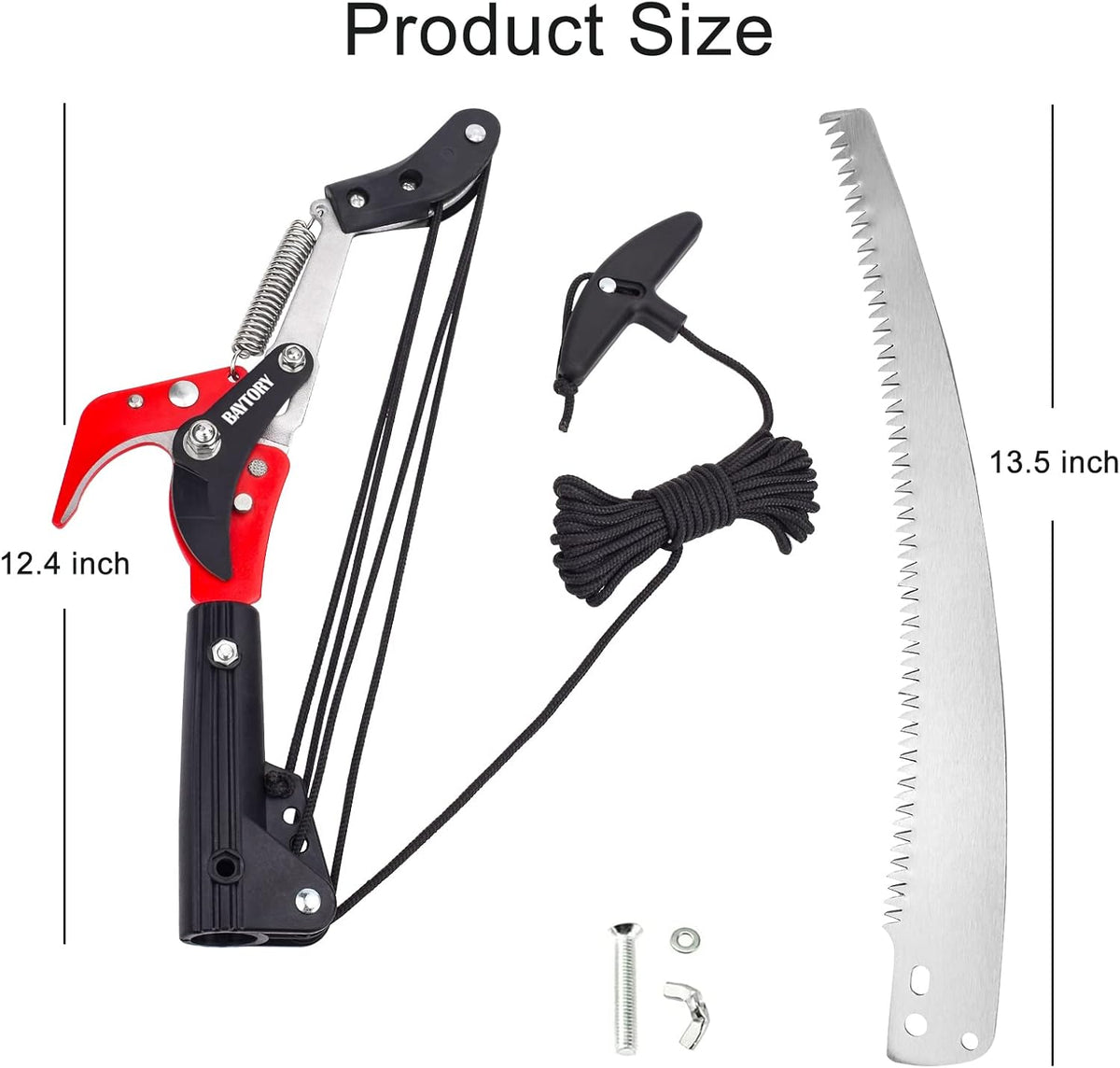BAYTORY Extendable Tree Pruner Saw Head Without Pole, High-Altitude Branches Trimmer Pruning