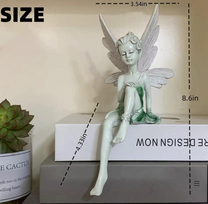 Fairy Garden Figurines Outdoor,Sitting Fairy Statues,Resin Garden Sculptures & Statues,Angel