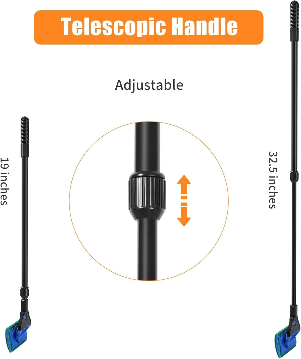 AQUANEAT Aquarium Cleaning Tools, Fish Tank Cleaner Kit with Adjustable Long Handle, 5 in 1 Set