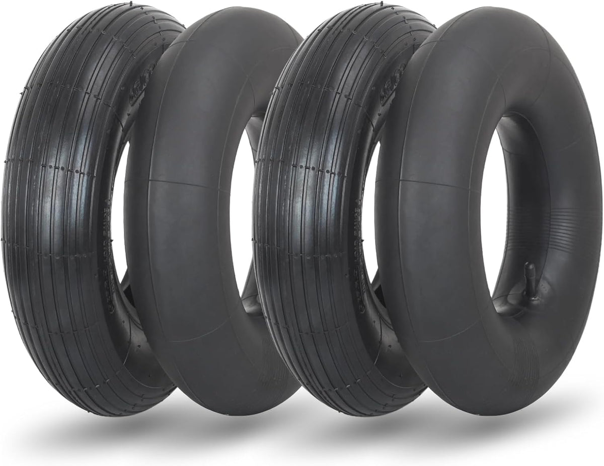 4.00-6 Replacement Tire and Inner Tube Set, 2 Pack, 13" Heavy Duty Tire and Wheel, TR-13 Straight