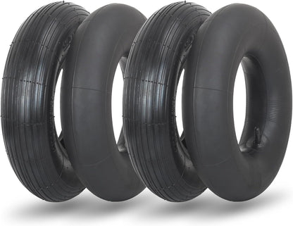 4.00-6 Replacement Tire and Inner Tube Set, 2 Pack, 13" Heavy Duty Tire and Wheel, TR-13 Straight