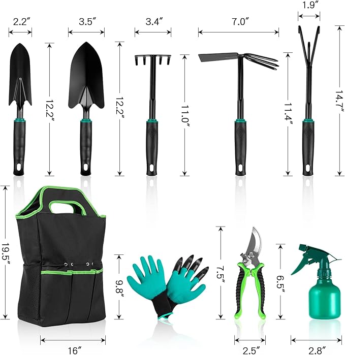 9 PCS Garden Tool Set Kids Gardening Tool Kit for Digging, Planting and Pruning, Gardening Hand