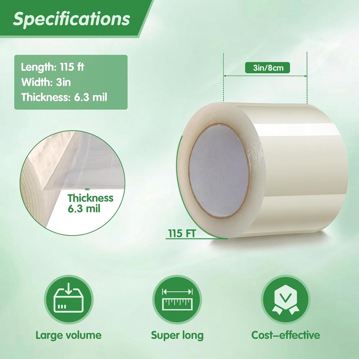 DGSL Greenhouse Repair Tapes, 3" x115' Greenhouses Cover Plastic Sheeting Tape, 6.3 mil Thickness