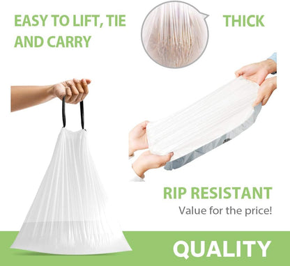 Teivio 1.6 Gallon 120 Counts Strong Drawstring Trash Bags Garbage Bags, Medium Kitchen Trash Can