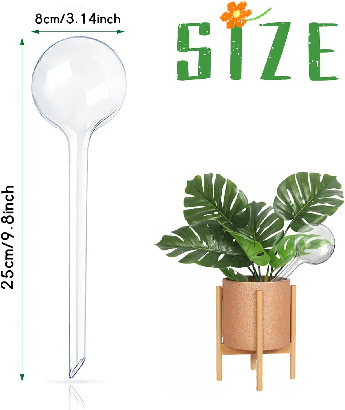 12 Pcs Large Plastic Self-Watering Bulbs,Clear Automatic Watering Globes,Clear Automatic Watering