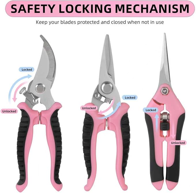 Pruning Shears Garden Scissors Tools: 4pcs Stainless Steel Gardening Clippers for Tree Pole, Hedge