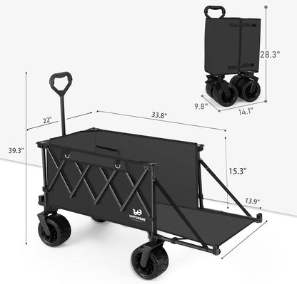 Whitsunday Collapsible Folding Wagon Heavy Duty Utility Beach Wagons with Opened Tailgate and