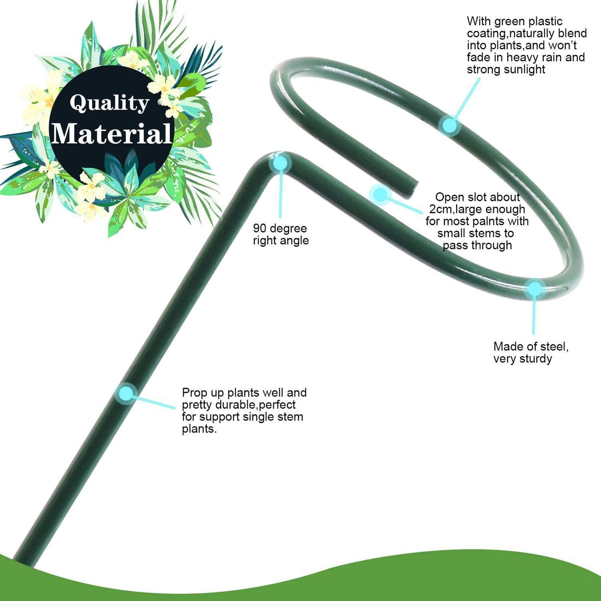 HiGift 10 Pack 24 inch Plant Stakes and Supports, Metal Flower Stakes for Potted Plant Indoor