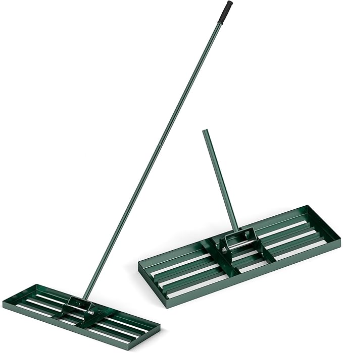 Goplus Lawn Leveling Rake, 30" x 10" Heavy Duty Level Lawn Tool w/ Ergonomic Handle for Soil