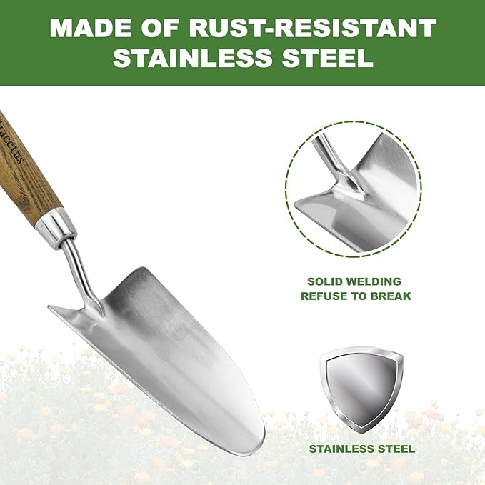 Haliaeetus Garden Trowel, Bend-Proof Stainless Steel Hand Trowel, Trowel Garden Tool with