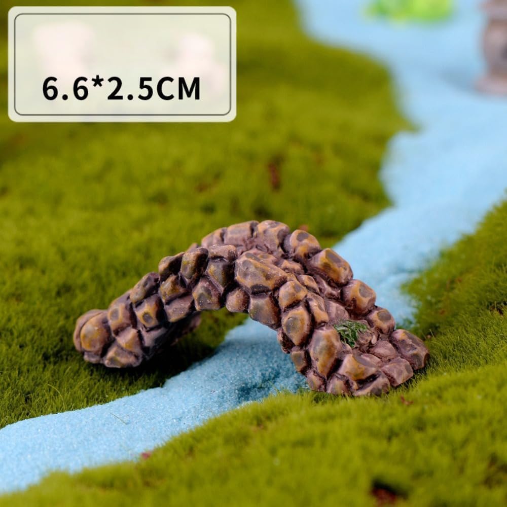 DIY Miniature Resin Bridge for Fairy Garden - Brown Small Bridge Lawn Ornament, Vintage Style, 6.6