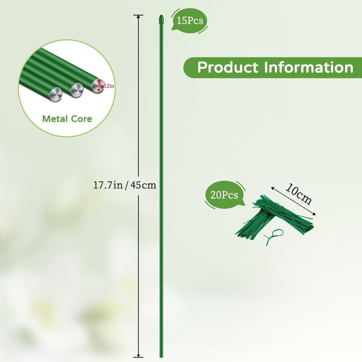 Invisible Plant Support Stakes Bendable 17.7 Inch SupKing 15Pcs Small Plant Sticks Orchid Stakes