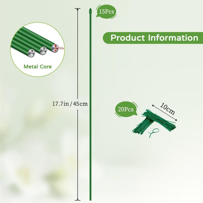 Invisible Plant Support Stakes Bendable 17.7 Inch SupKing 15Pcs Small Plant Sticks Orchid Stakes