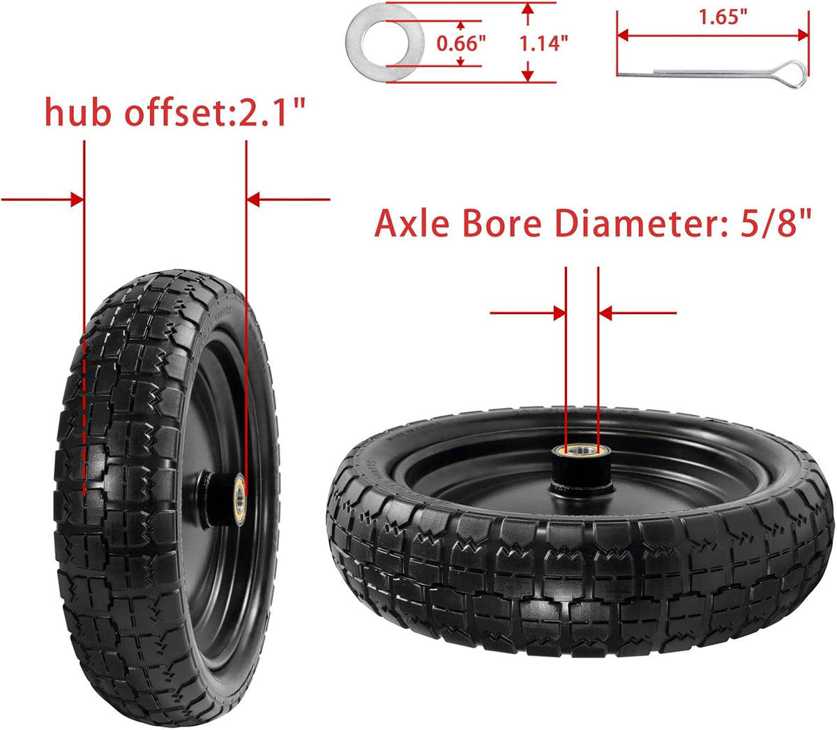 Parts Camp For Gorilla Cart Wheels 13-Inch replacement gorilla cart tires 4.00-6 Flat-free Solid