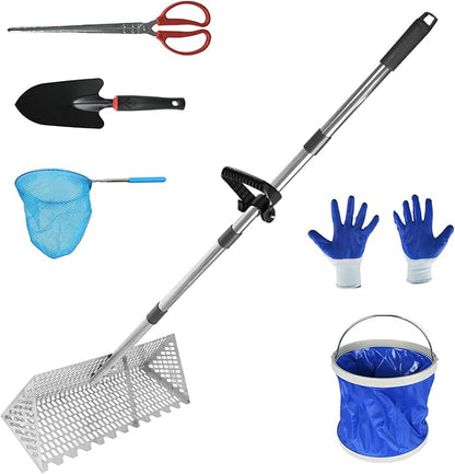 Sand Flea Rake Set, Sand Sifter for The Beach, Stainless Steel Shark Tooth Sifter, with 16" Width