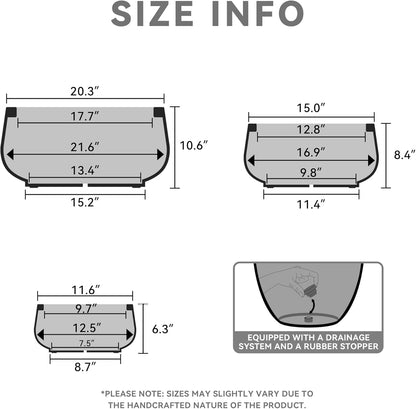 Kante 21.6",16.9",and 12.5" Dia Round Charcoal Elegant Planters (Set of 3), Outdoor Indoor Garden