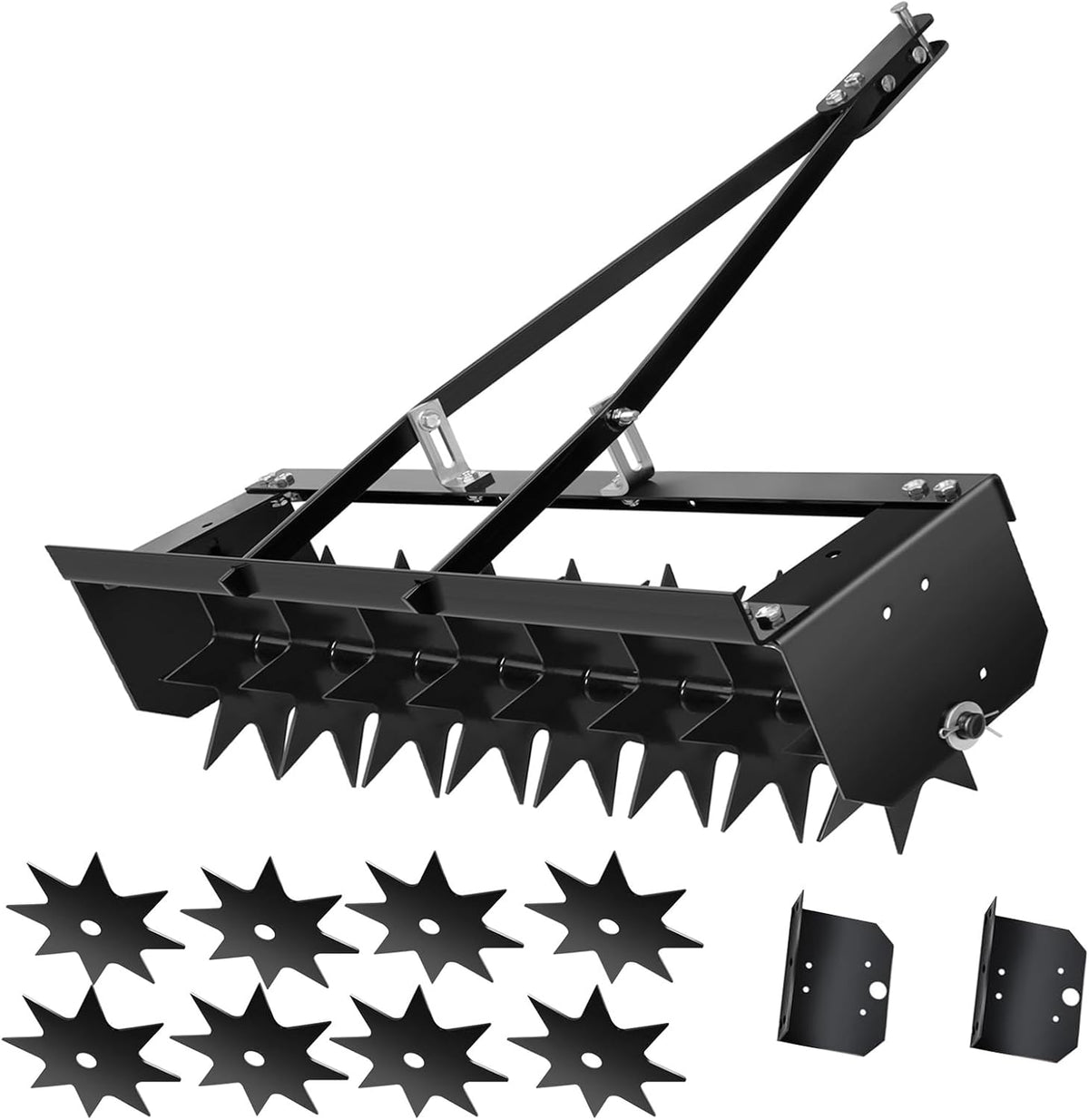 35-Inch Spike Tow Behind Aerator for Lawn Tractor, Pull Behind Aerator for Riding Mower with Steel
