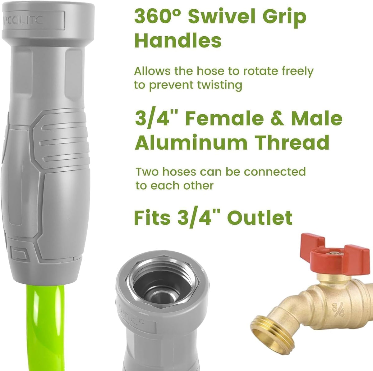SPECILITE 1/2” Polyurethane Coil Garden Hose 50 FT, PU Flexible Recoil Water Hoses with 6-Pattern