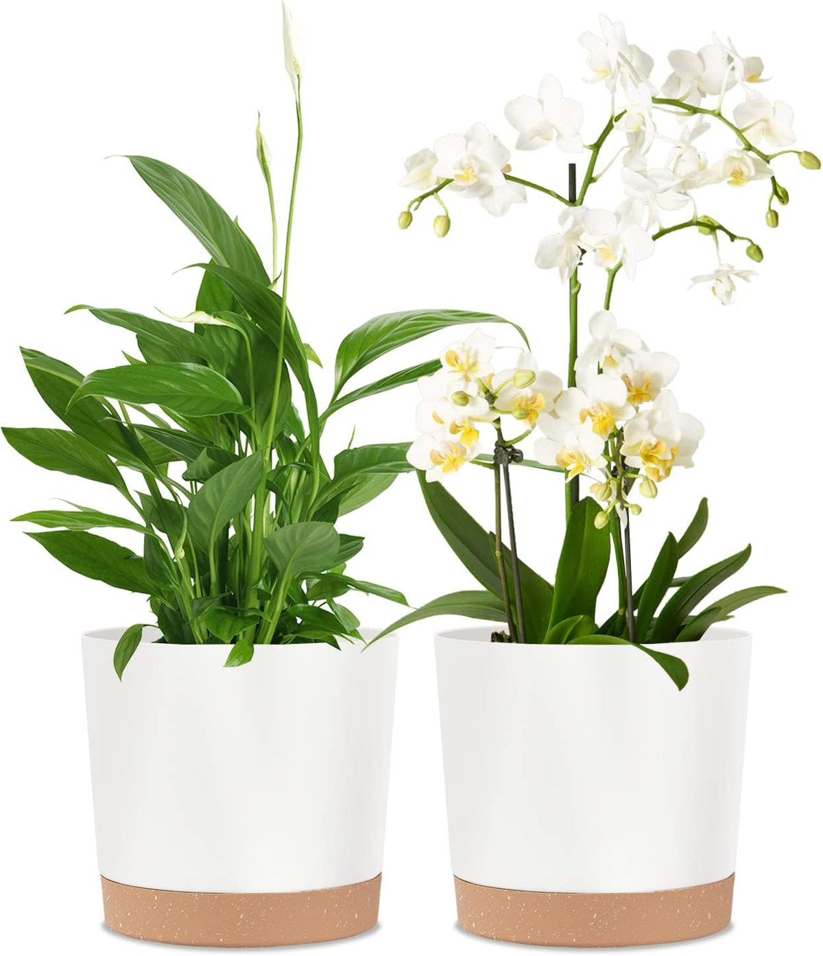 kubvici 2 Pack 8 Inch Planters for Indoor Plants, Plastic Flower Pots Plant Pots Indoor with
