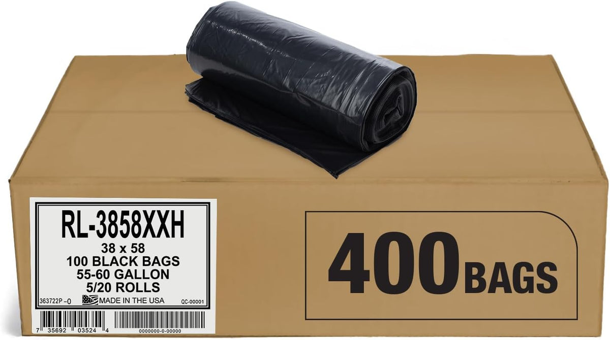 Aluf Plastics T-Tough Roll Pack Low Density Repro Blend Star Seal Coreless Rolls Bag, 55-60 Gallon
