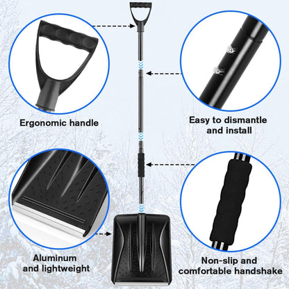 Snow Square Shovel, Shovels for Digging with D-Handle, Overall 41-Inch Long Garden Shovel for Car