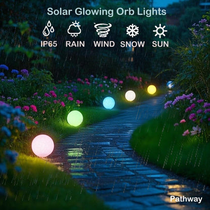 8-in Solar Glowing Globe Light, 16 Colors Changing Solar Garden Ball Lamp, Auto-On/Off Glow Orb