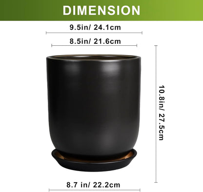 Ceramic Planter 10 Inch - Ceramic Pot for Indoor Plants Outdoor Plant Pot with Drainage Hole and
