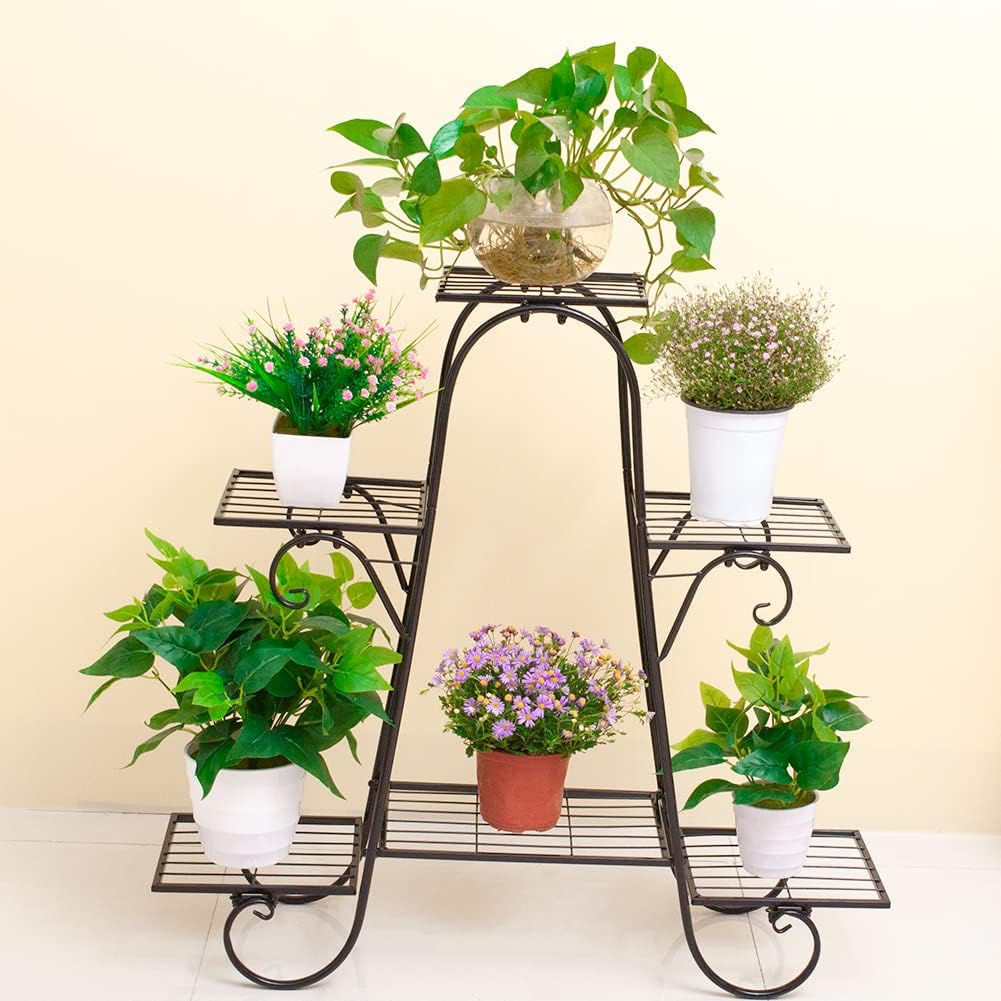 6 Tier Plant Stand Metal Flower Shelves Plant Display Stand Indoor Outdoor Patio Plant Rack Flower