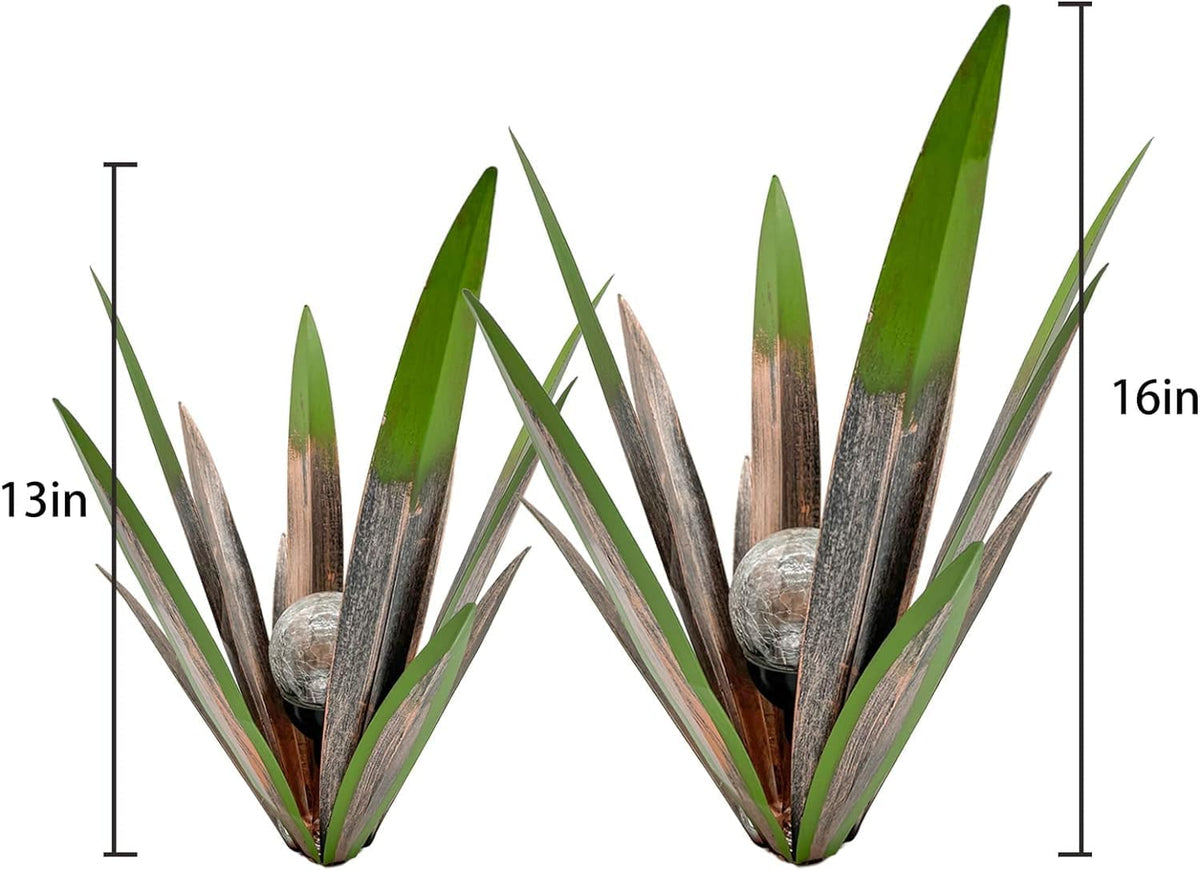 Metal Agave Plant Garden Art, 2 Pack Big Tequila Rustic Sculpture, Rustic Metal Agave Plants Lawn