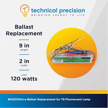 Technical Precision Replacement Ballast for Universal B432i120rh-a 120V Electronic Ballast for T8