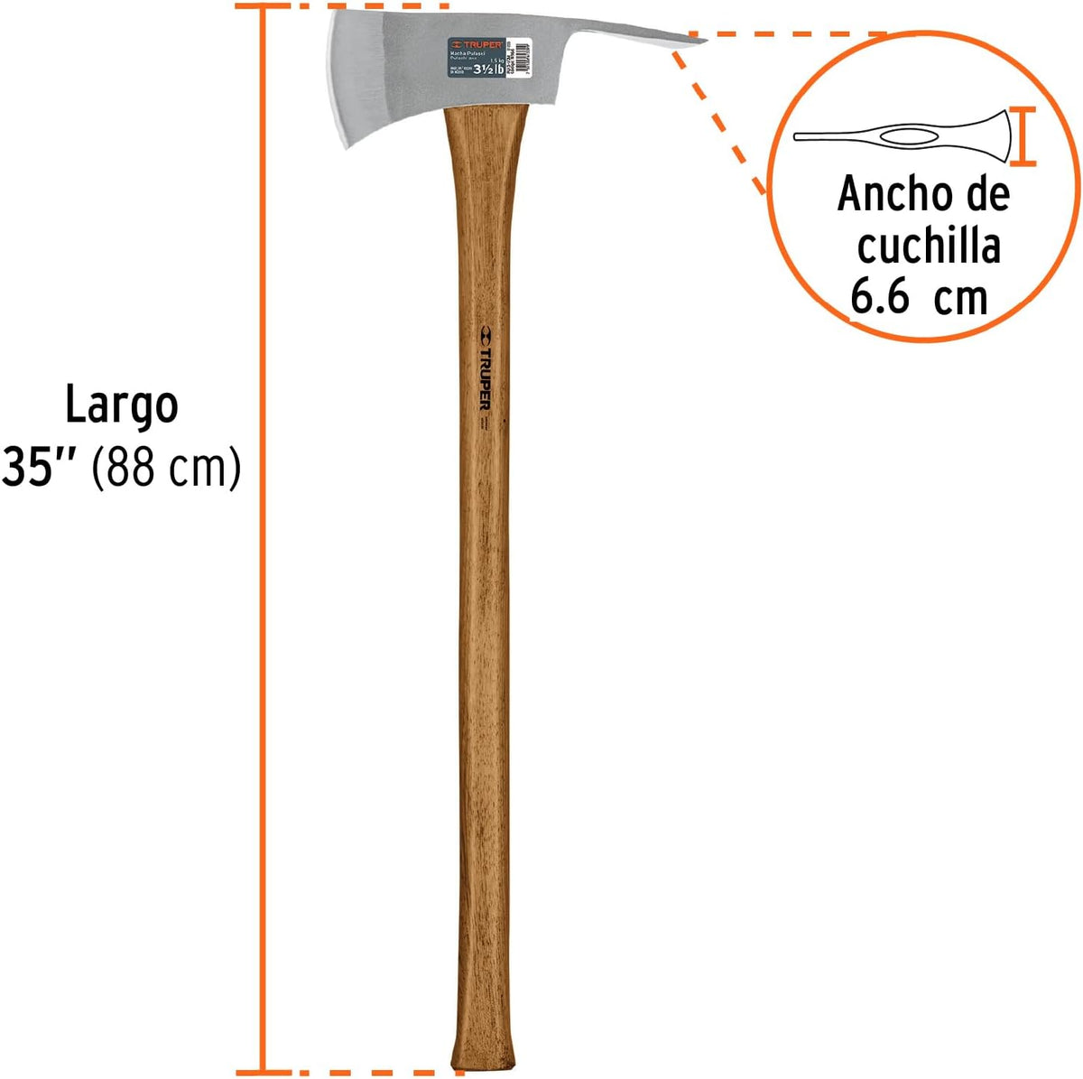 TRUPER PU-3-1/2M 3 1/2 lb Pulaski Axe, 35" Hickory Handle