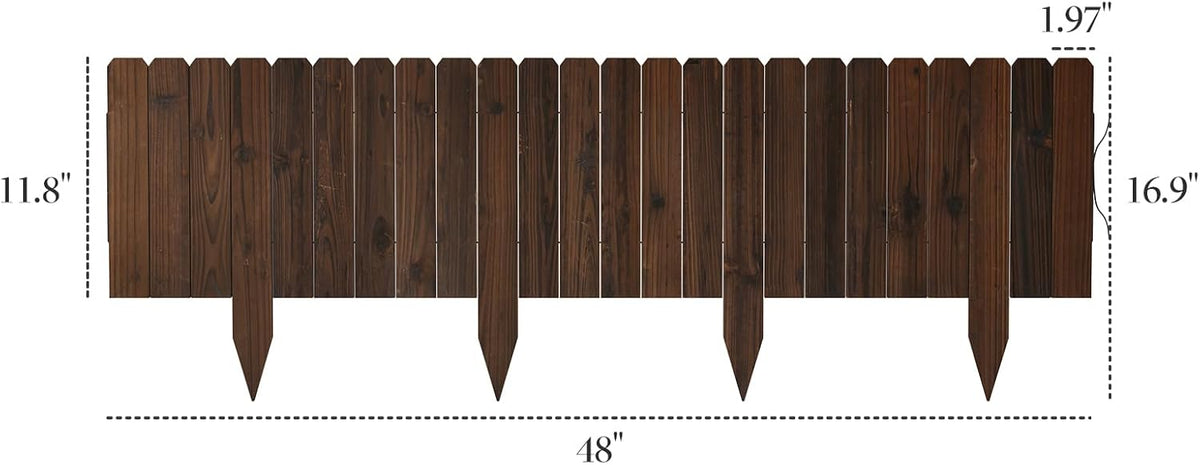 3PACK, 12FT Total Length Wood Garden Edging Border Wooden Garden Fence No Dig Landscape Edging