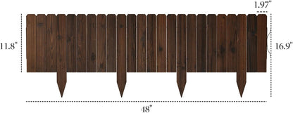 3PACK, 12FT Total Length Wood Garden Edging Border Wooden Garden Fence No Dig Landscape Edging