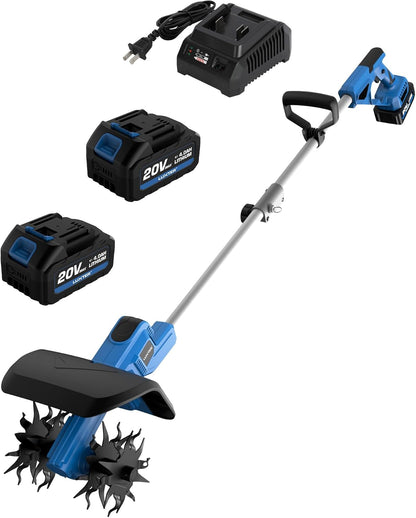 LUXTER 20V Cordless Tiller for Gardening 8.6 Inch Electric Garden Cultivator with 48 Steel Tines