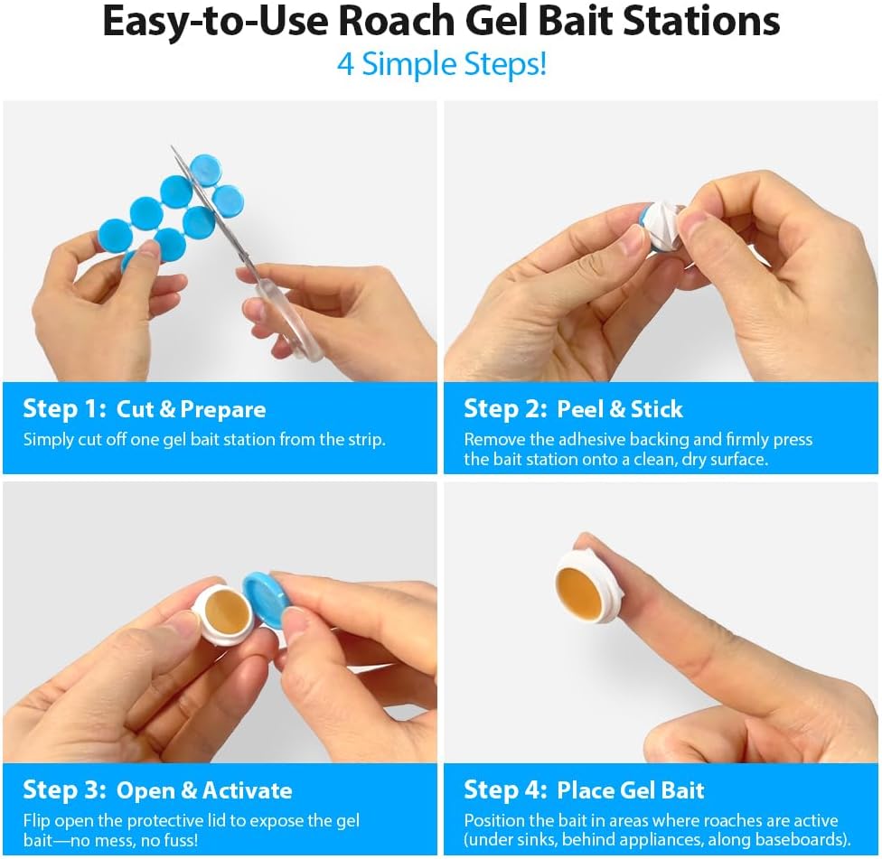 32 Pack Roach Killer Indoor Infestation Roaches Gel Bait Stations, Powerful Cockroach Killer Indoor