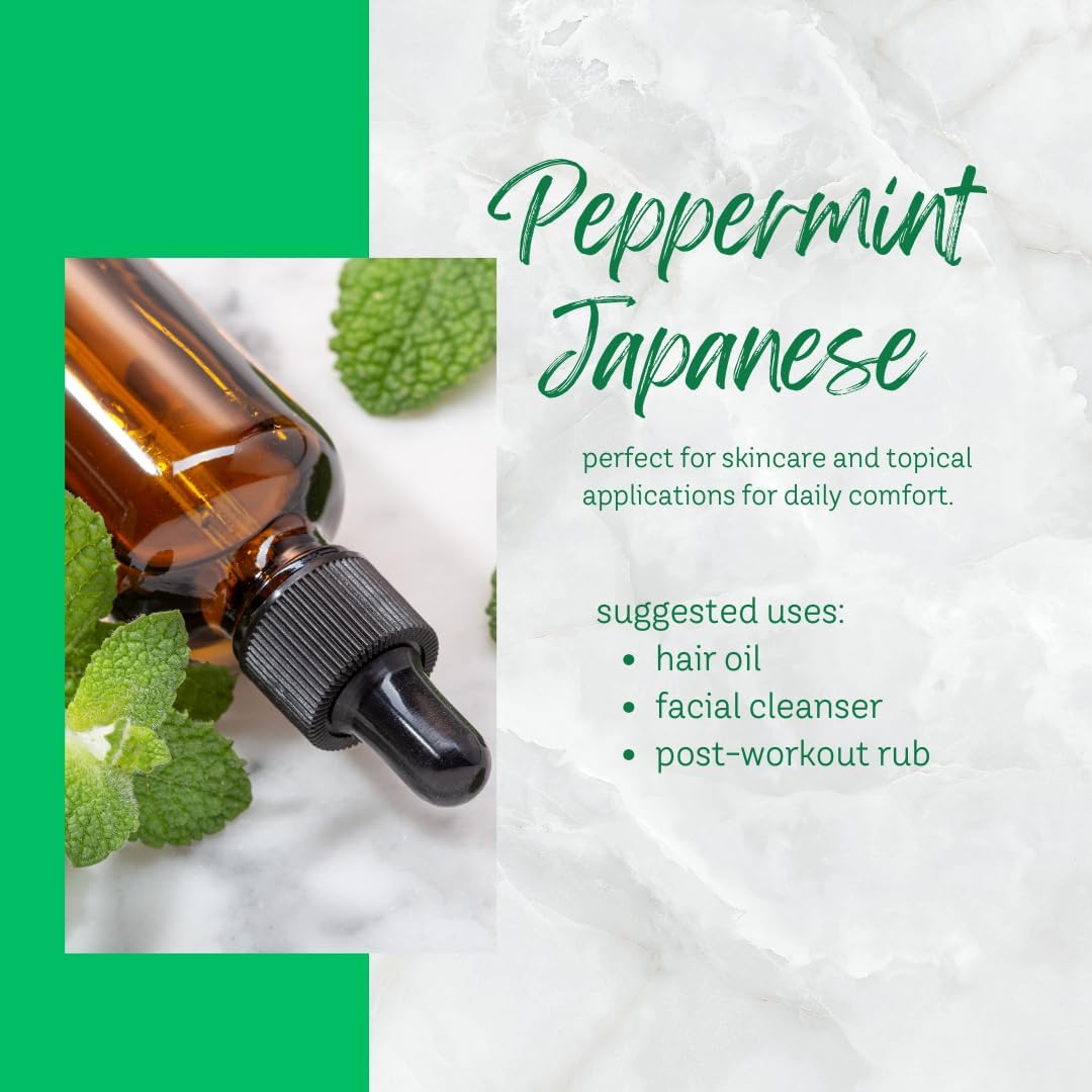 GreenHealth Japanese Peppermint Essential Oil - 128 fl oz (1 Gallon) - 100% Pure & Natural Mentha