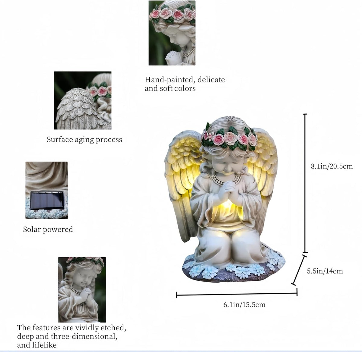 Solar Angel Garden Statue,Figurines Outdoor Decor,Outdoor Solar Statue with LED Lights for