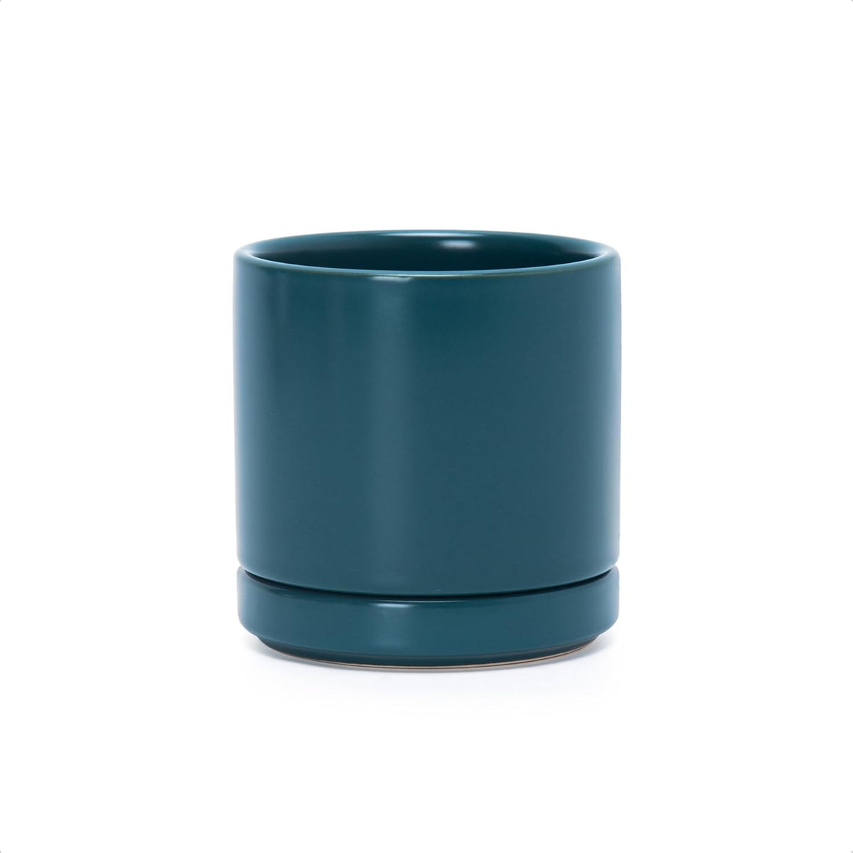 D'vine Dev 3.5 Inch Ceramic Planter Pot with Drainage Hole and Saucer, Indoor Cylinder Round