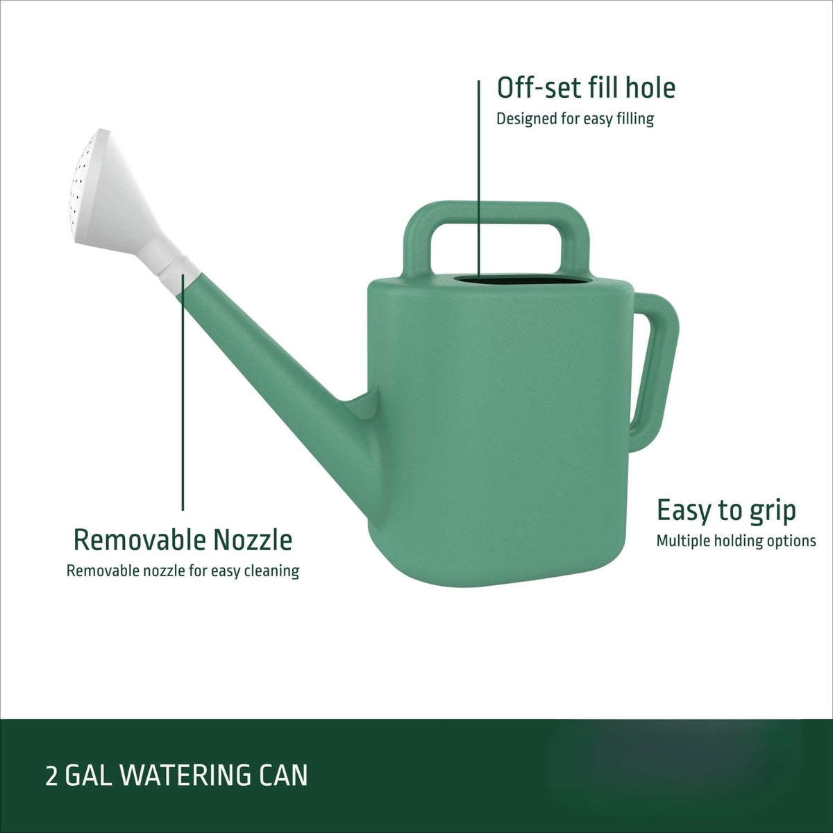 2 Gallon Resin Watering Can Outdoor,Offset Opening Mess-Free Refill
