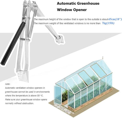 2 pcs Automatic Greenhouse Window Opener Auto Vent Opener Roof Vent Opener Auto Vent Kit Solar Heat
