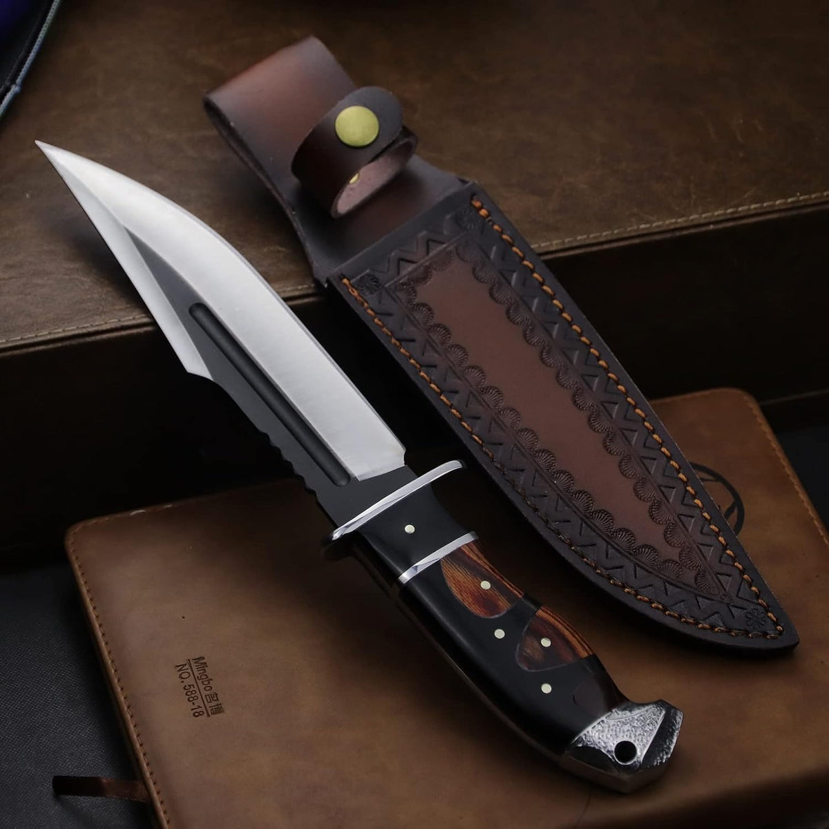 (DeHong-88 Hunting Knife, 7.1" (about 18 cm) Fixed Blade Tactical knife ，Configure leather