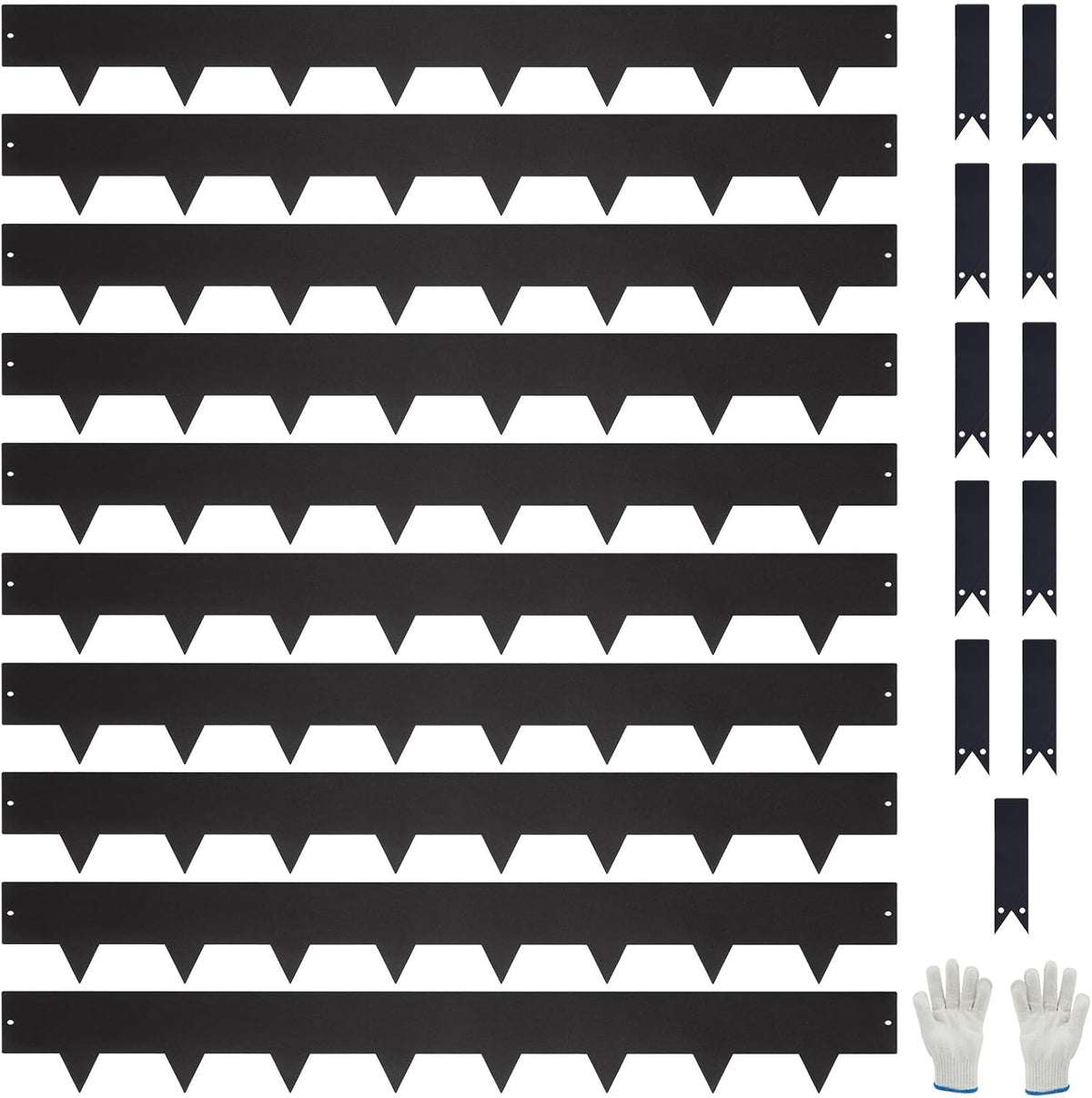 10-Pack Galvanized Steel Landscape Lawn Edging - 6.5 inch Height Black Powder Coated Bendable Metal