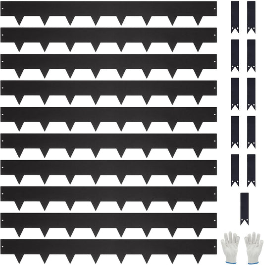 10-Pack Galvanized Steel Landscape Lawn Edging - 6.5 inch Height Black Powder Coated Bendable Metal