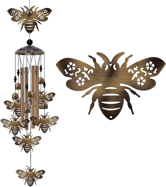 Outdoor Bees Wind Chimes Gifts for Mom - Bronze Memorial Wind Bells, Mobile Sympathy Wind Catcher