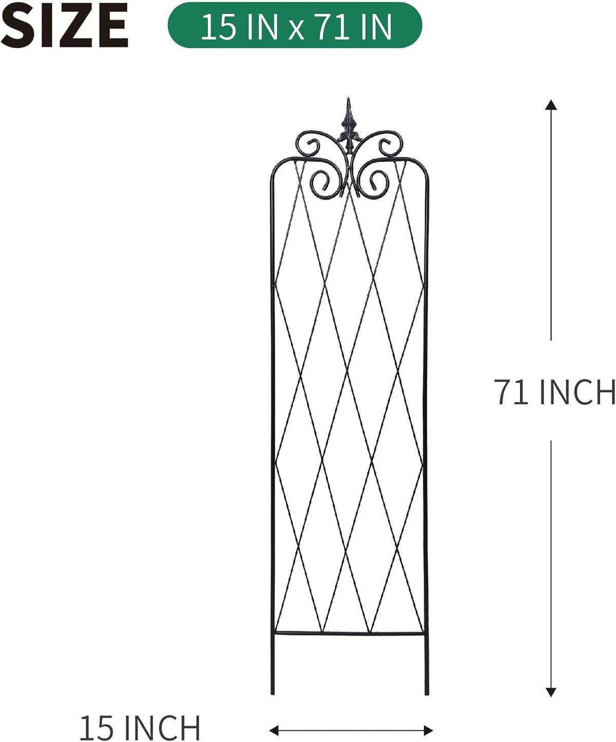 2 Pack 71" H x15 W Trellis,Black Garden Trellis for Climbing Plants Outdoor Metal Frame Sturdy